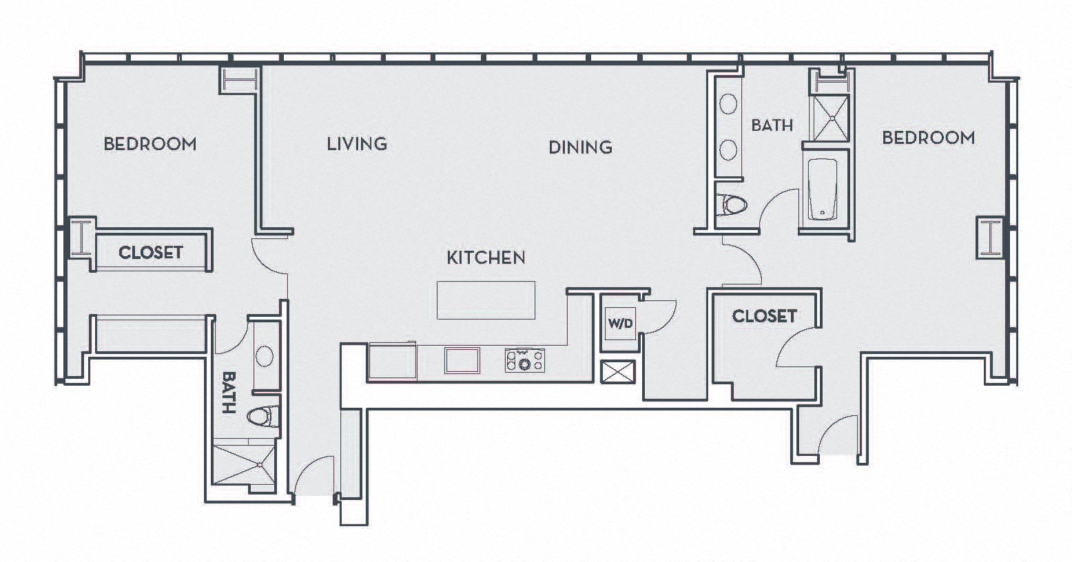 Loft E - 2 Bedroom 2 Bath Floor Plan Layout - 1816 Square Feet